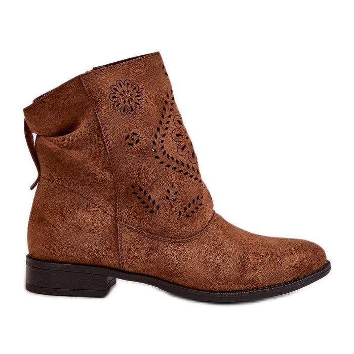 Jezzi Cizme joase ajurate pentru damă, prinse cu fermoar, Irinette maro Jezzi Cizme joase ajurate pentru damă, prinse cu fermoar, Irinette maro