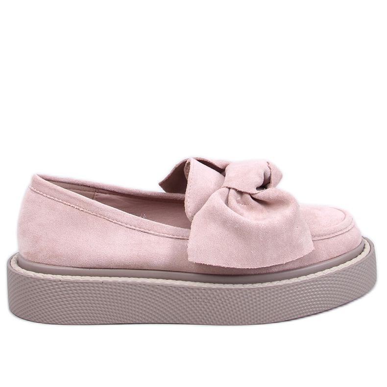 Mocasini Tempelton Pink din piele intoarsa cu fundita roz Mocasini Tempelton Pink din piele intoarsa cu fundita roz