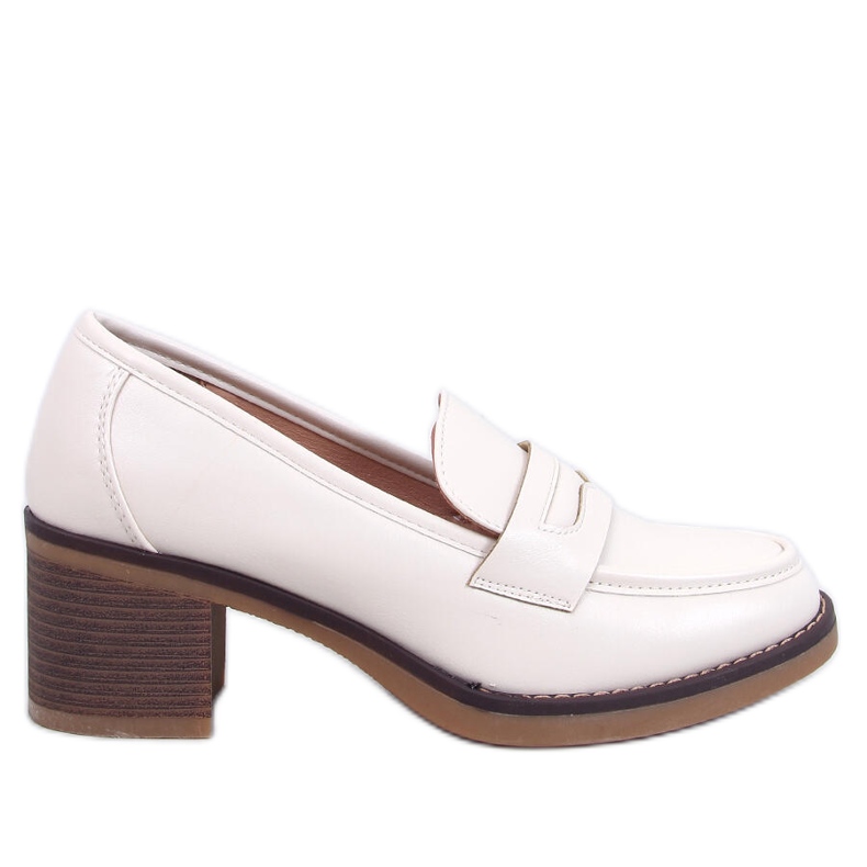Mocasini cu toc inalt Ramona Beige bej