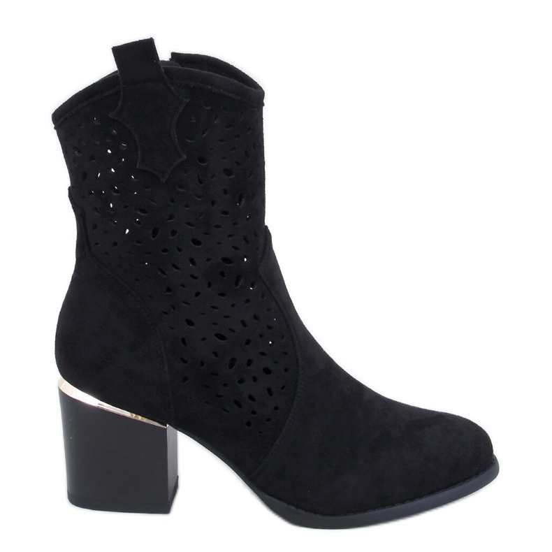 Antares Cizme de cowboy din piele intoarsa ajurata neagra negru Antares Cizme de cowboy din piele intoarsa ajurata neagra negru