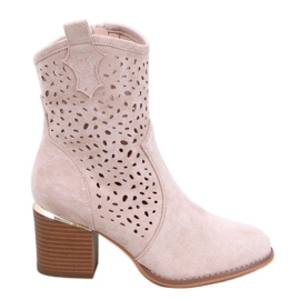 Antares Cizme cowboy din piele intoarsa ajurata bej Antares Cizme cowboy din piele intoarsa ajurata bej