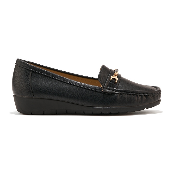 Mocasini de dama negre cu decor negru