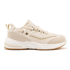 Pantofi sport de dama bej cu talpa groasa Pantofi sport de dama bej cu talpa groasa