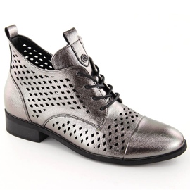 Botine de damă argintii ajurate Potocki SZ12091