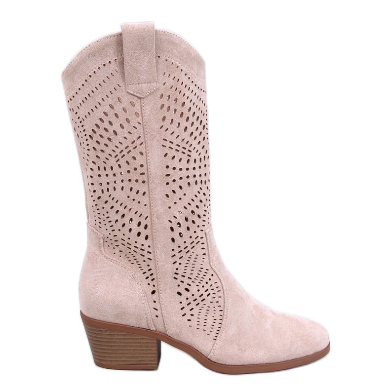 Cizme de cowboy ajurate Hunter Beige bej