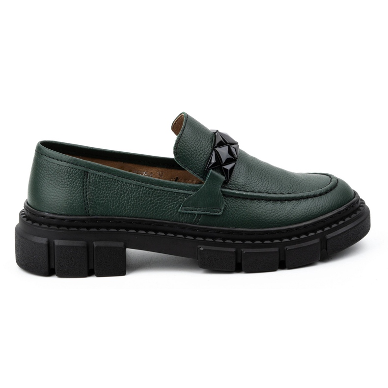 WASAK Pantofi slip-on damă din piele 706X verde cu talpă groasă