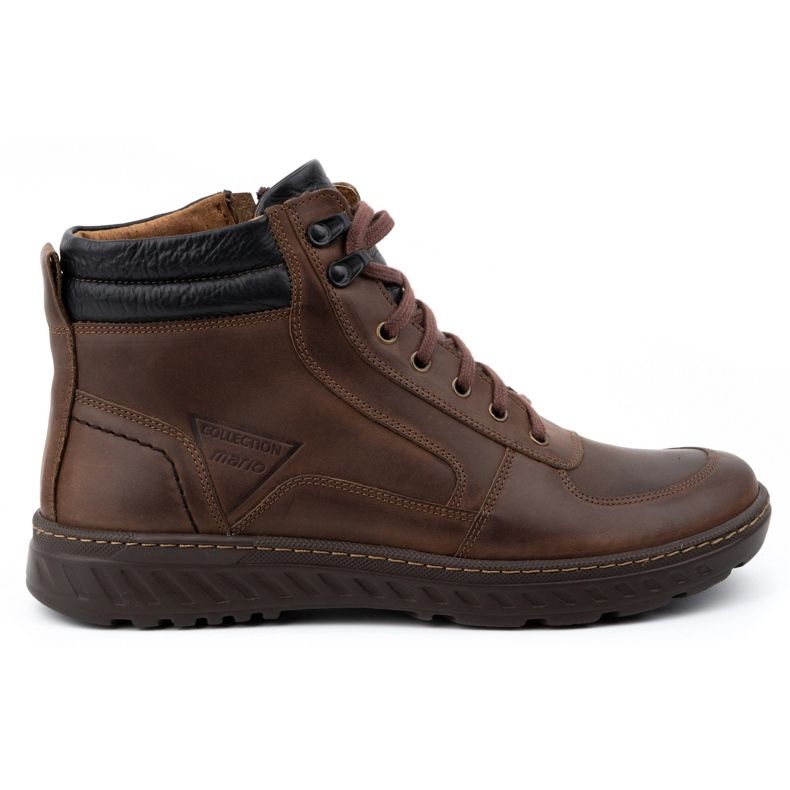 Olivier Pantofi de iarna barbati, botine piele 950MP, maro