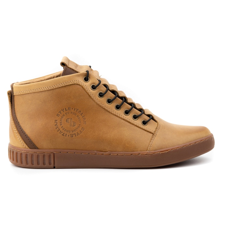 Polbut Botine pentru bărbați din piele izolată 2122 maro