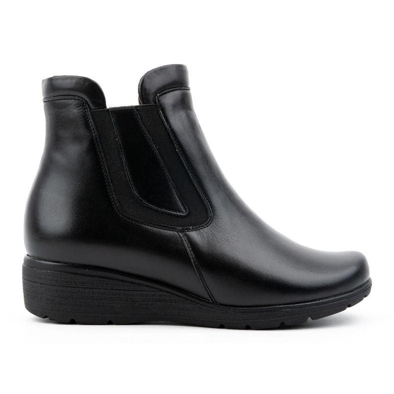 Olivier Botine de dama izolate din piele cu fermoar 021BB, negre negru