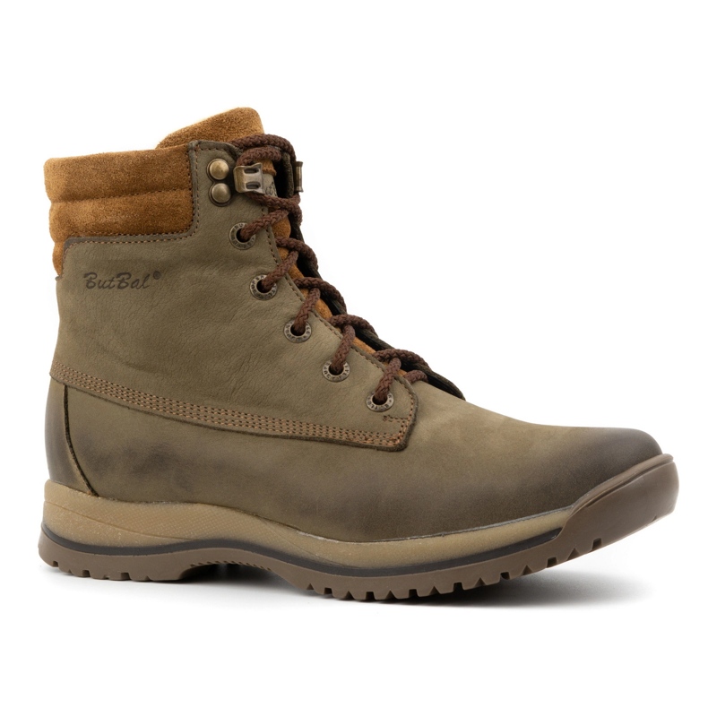 Olivier Pantofi trekking dama piele cu botine cu siret, iarna 360BB, olive verde