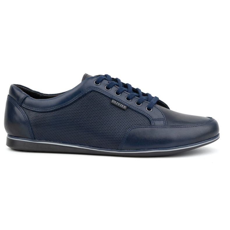 Olivier Pantofi casual barbati din piele 410KNT, bleumarin albastru