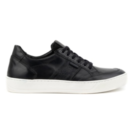 Olivier Pantofi casual din piele pentru bărbați 873KNT, negri negru Olivier Pantofi casual din piele pentru bărbați 873KNT, negri negru