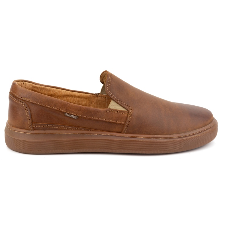 Pantofi slip-on pentru barbati din piele naturala POLBUT 2124 camel maro