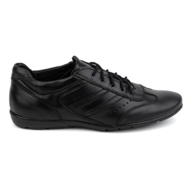 Olivier Pantofi bărbați din piele, negru, stil sport 7004DT, negru