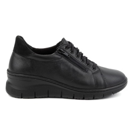 WASAK Pantofi dama, adidasi din piele cu siret cu fermoar 0703W, negru