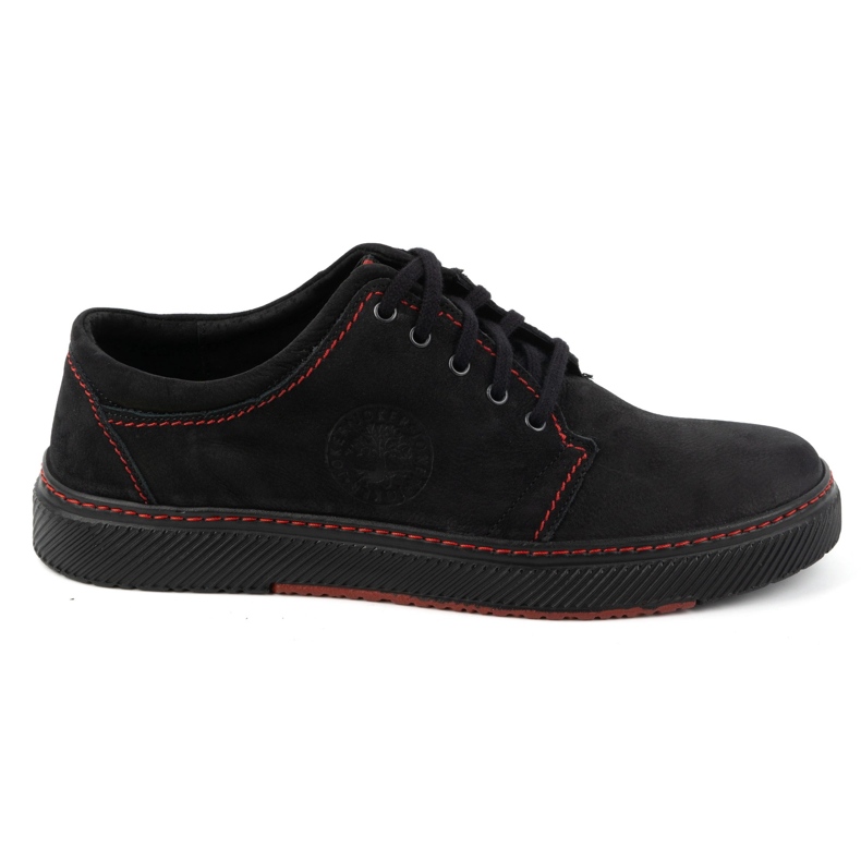 Joker Pantofi casual barbati din piele 894J, negru si rosu