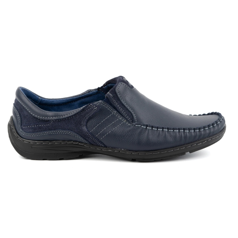 KOMODO Pantofi barbatesti, mocasini slip-on din piele 627K, bleumarin albastru KOMODO Pantofi barbatesti, mocasini slip-on din piele 627K, bleumarin albastru