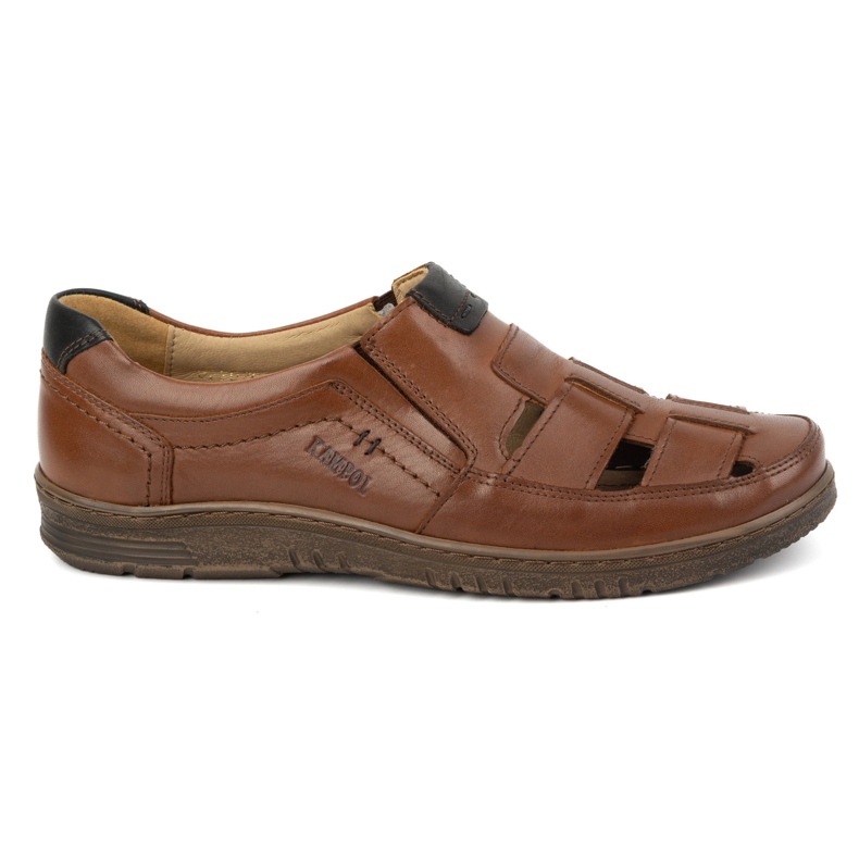 Kampol Pantofi casual barbati din piele 86KAM, granulatie maro Kampol Pantofi casual barbati din piele 86KAM, granulatie maro