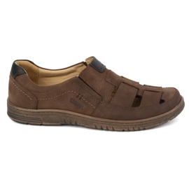 Kampol Pantofi casual barbati din piele 86KAM maro nubuck Kampol Pantofi casual barbati din piele 86KAM maro nubuck