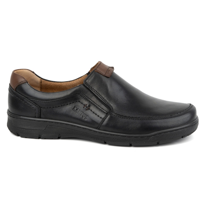 Kampol Pantofi slip-on din piele pentru bărbați 58KAM, negri negru