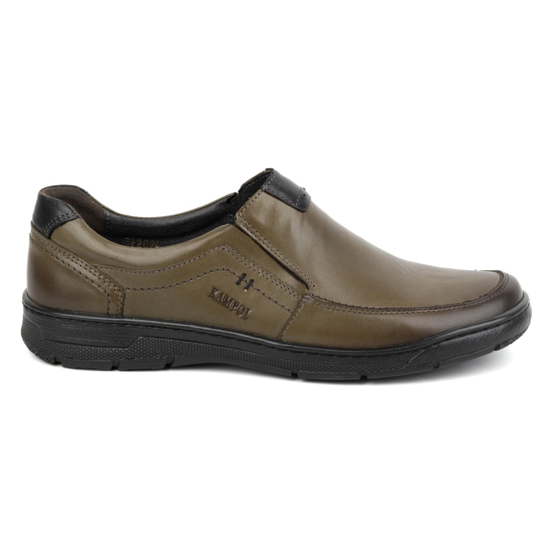 Kampol Pantofi slip-on casual din piele pentru bărbați 58KAM olive verde Kampol Pantofi slip-on casual din piele pentru bărbați 58KAM olive verde