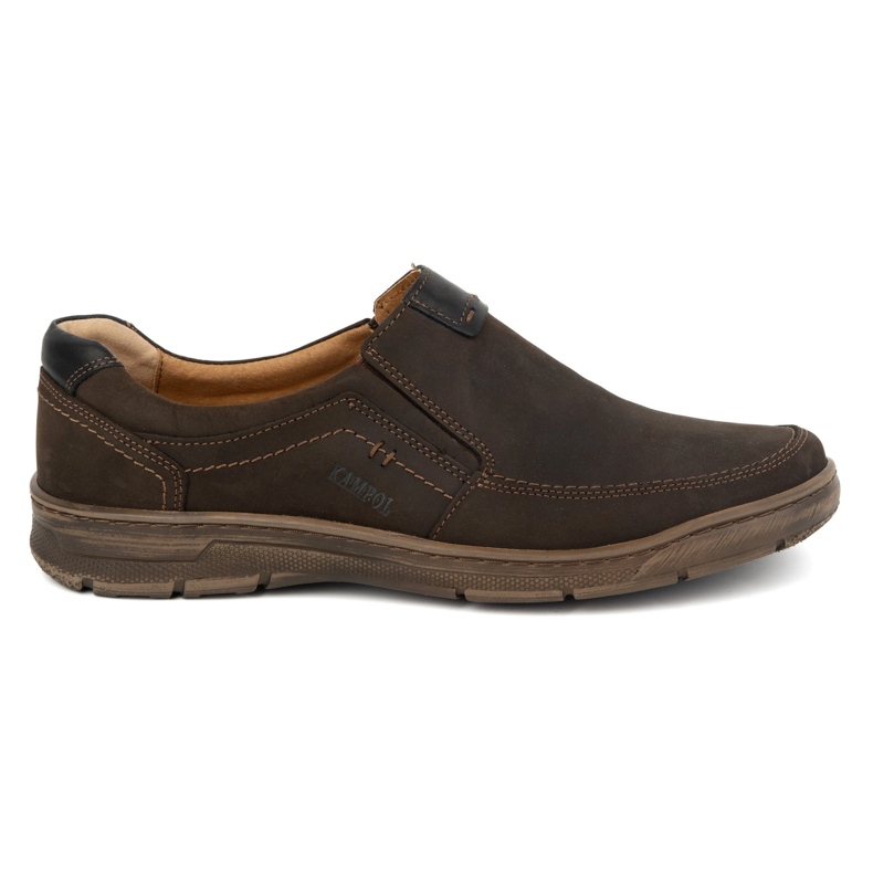Kampol Pantofi slip-on din piele pentru bărbați 58KAM maro