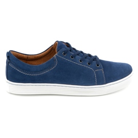 Olivier Pantofi casual barbati din piele 946MA, catifea albastra albastru Olivier Pantofi casual barbati din piele 946MA, catifea albastra albastru