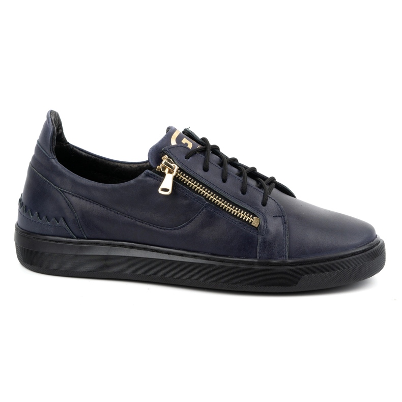 Pantofi casual barbatesti din piele naturala POLBUT 2125, bleumarin albastru