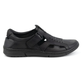 Olivier Pantofi pentru bărbați din piele, aerați, cu velcro, 312KZ, negru Olivier Pantofi pentru bărbați din piele, aerați, cu velcro, 312KZ, negru