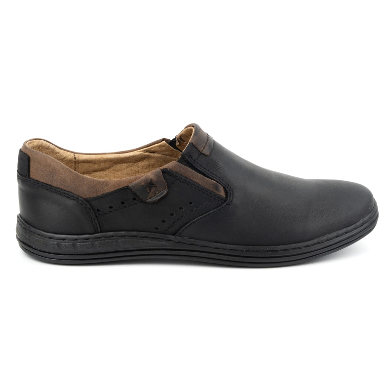 Polbut Pantofi slip-on din piele pentru bărbați 401 Black negru
