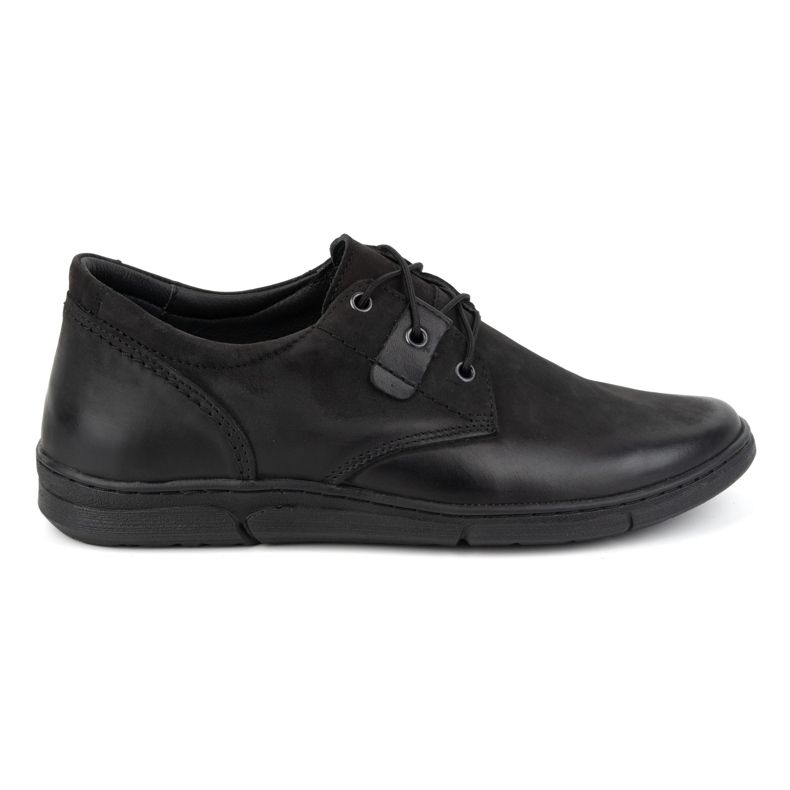 Olivier Pantofi cu lift pentru bărbați casual, cu șireturi, piele, 237KZ + 2,5 cm, negru