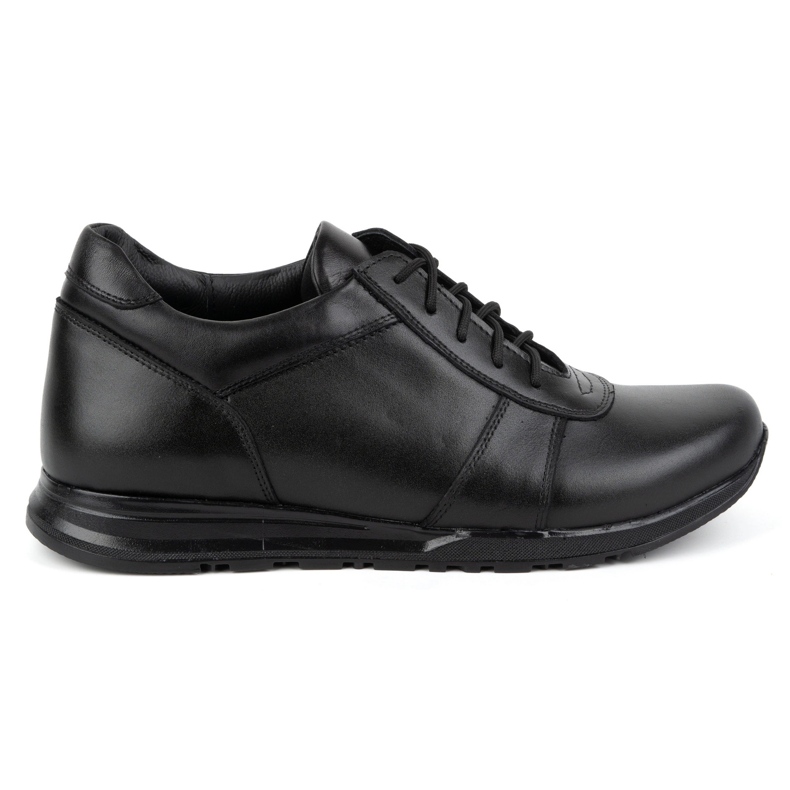 Olivier Pantofi pentru bărbați din piele cu șireturi Sport Style 408KZ + 3 cm, negru