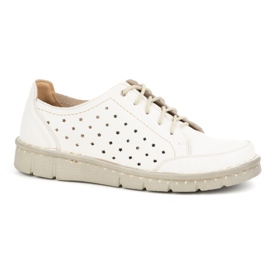 Kampol Pantofi dama din piele ajurata 403/19 ecru multicolor Kampol Pantofi dama din piele ajurata 403/19 ecru multicolor