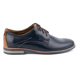 KOMODO Pantofi barbati eleganti din piele 825K, bleumarin albastru