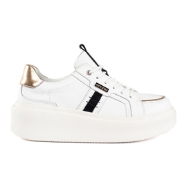 Tenisi albi cu platforma din piele Tenisi albi cu platforma din piele