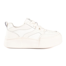 Pantofi sport de dama albi cu talpa inalta Pantofi sport de dama albi cu talpa inalta