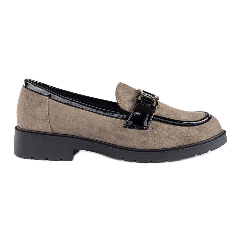 Mocasini de dama din piele intoarsa cu catarama bej Mocasini de dama din piele intoarsa cu catarama bej