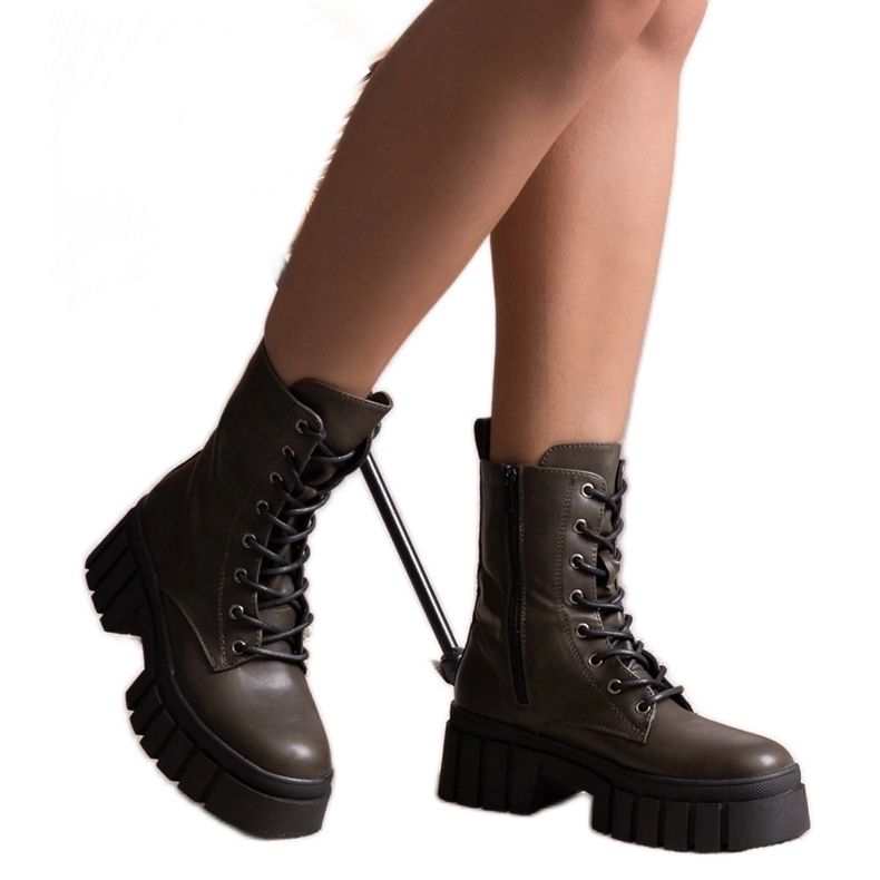 Cizme de drumeție verzi din piele ecologică Kalinara verde Cizme de drumeție verzi din piele ecologică Kalinara verde