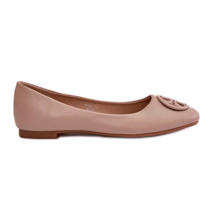 Balerini De Dama Cu Decorat In Piele Eco Rhodike Bej