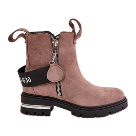 Botine izolante de dama cu fermoar, Calvaro bej inchis Botine izolante de dama cu fermoar, Calvaro bej inchis