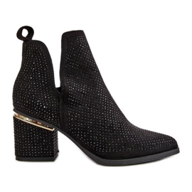 Ghete De Dama Decorate Cu Toc Inalt Cu Deget Ascutit, Fararia Neagra negru Ghete De Dama Decorate Cu Toc Inalt Cu Deget Ascutit, Fararia Neagra negru