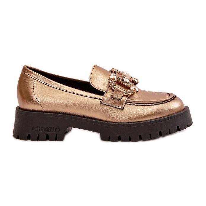 Mocasini De Dama Piele Cu Decorat CheBello 4369 Gold de aur