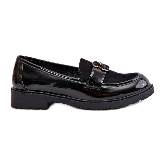 Mocasini de damă din piele lacuită cu ursuleț negru S.Barski HY42-339A Mocasini de damă din piele lacuită cu ursuleț negru S.Barski HY42-339A
