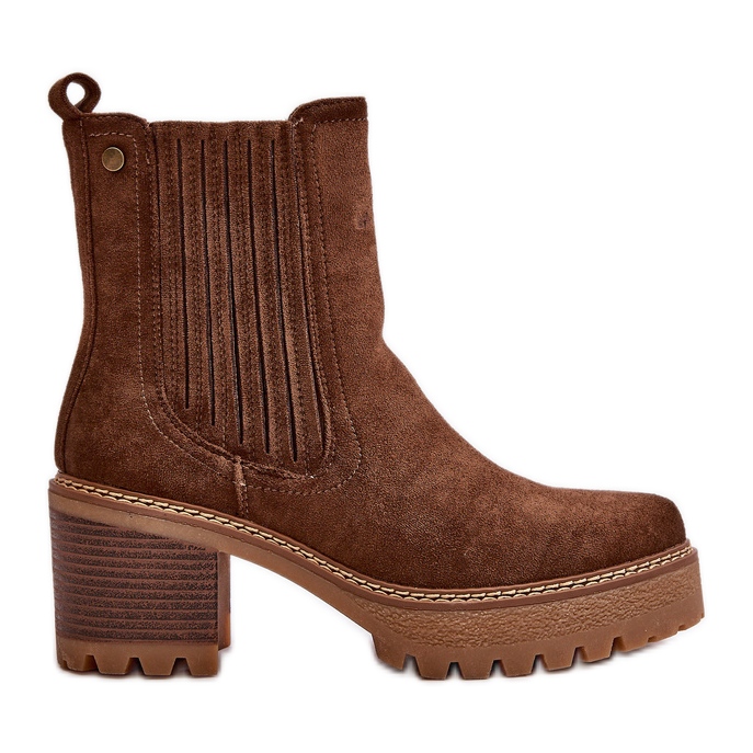 Cizme de dama cu toc inalt din piele intoarsa ecologica, calduroase maro inchis Nevitas Cizme de dama cu toc inalt din piele intoarsa ecologica, calduroase maro inchis Nevitas