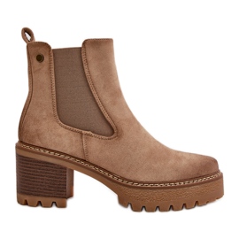 Cizme Izolatoare Dama Pe Toc Inalt Eco Suede Bej Irissinae