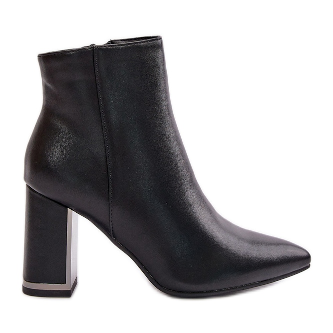 Botine de damă cu toc înalt, prinse cu fermoar, piele ecologică izolată, Mevair negru Botine de damă cu toc înalt, prinse cu fermoar, piele ecologică izolată, Mevair negru