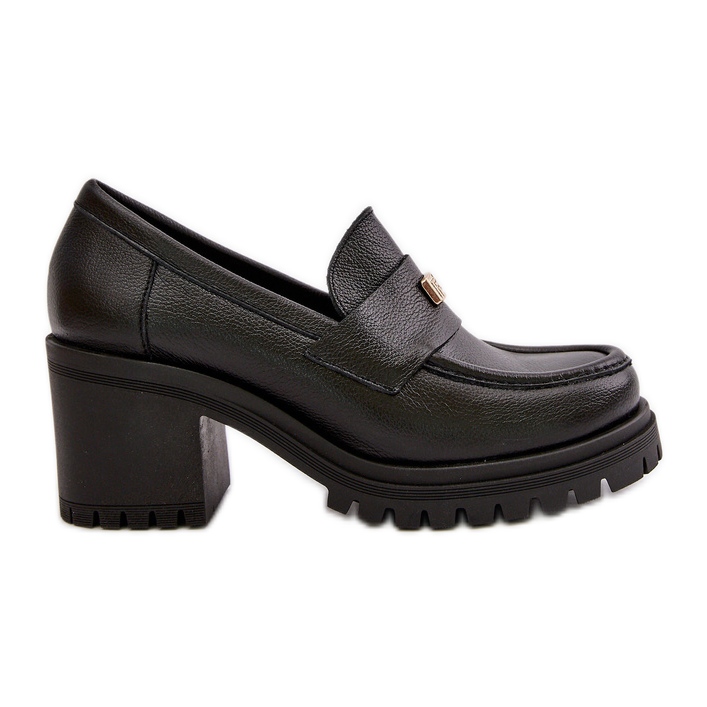 Zazoo 20168 Pantofi Eleganti Dama Toc Inalt, Piele Naturala, Negru