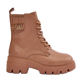 Botine De Dama Worker Cu Fermoar, Cu Siret, Piele Eco Bej Naolani Botine De Dama Worker Cu Fermoar, Cu Siret, Piele Eco Bej Naolani