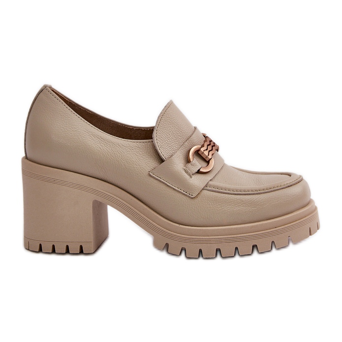 Zazoo 20175 Pantofi De Dama Toc Inalt, Piele Naturala, Bej Deschis