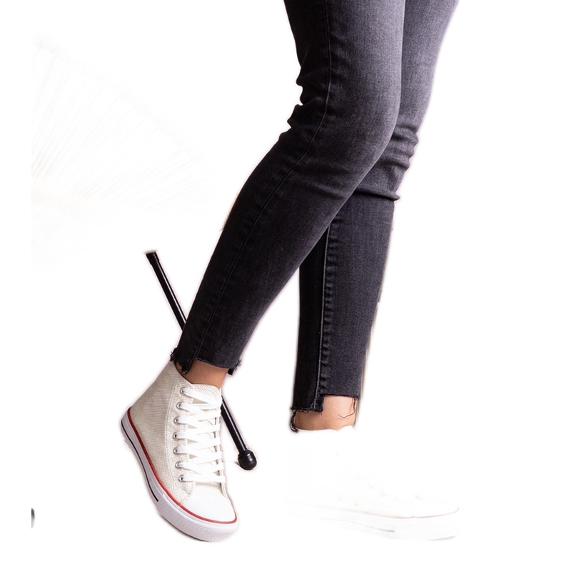 Adidași albi înalți din plasă strălucitoare de la Ranifali